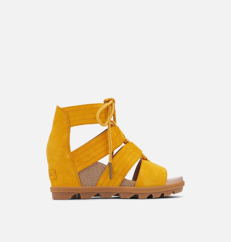 Womens Sandals Yellow - Sorel Joanie™ II Lace Wedge - 412-SZOMJQ